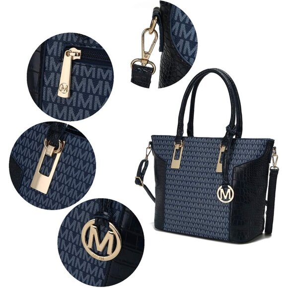 Vegan Leather Tote Bag Set Women Top Handle Purse Wallet Organizer - Picture 7 of 9